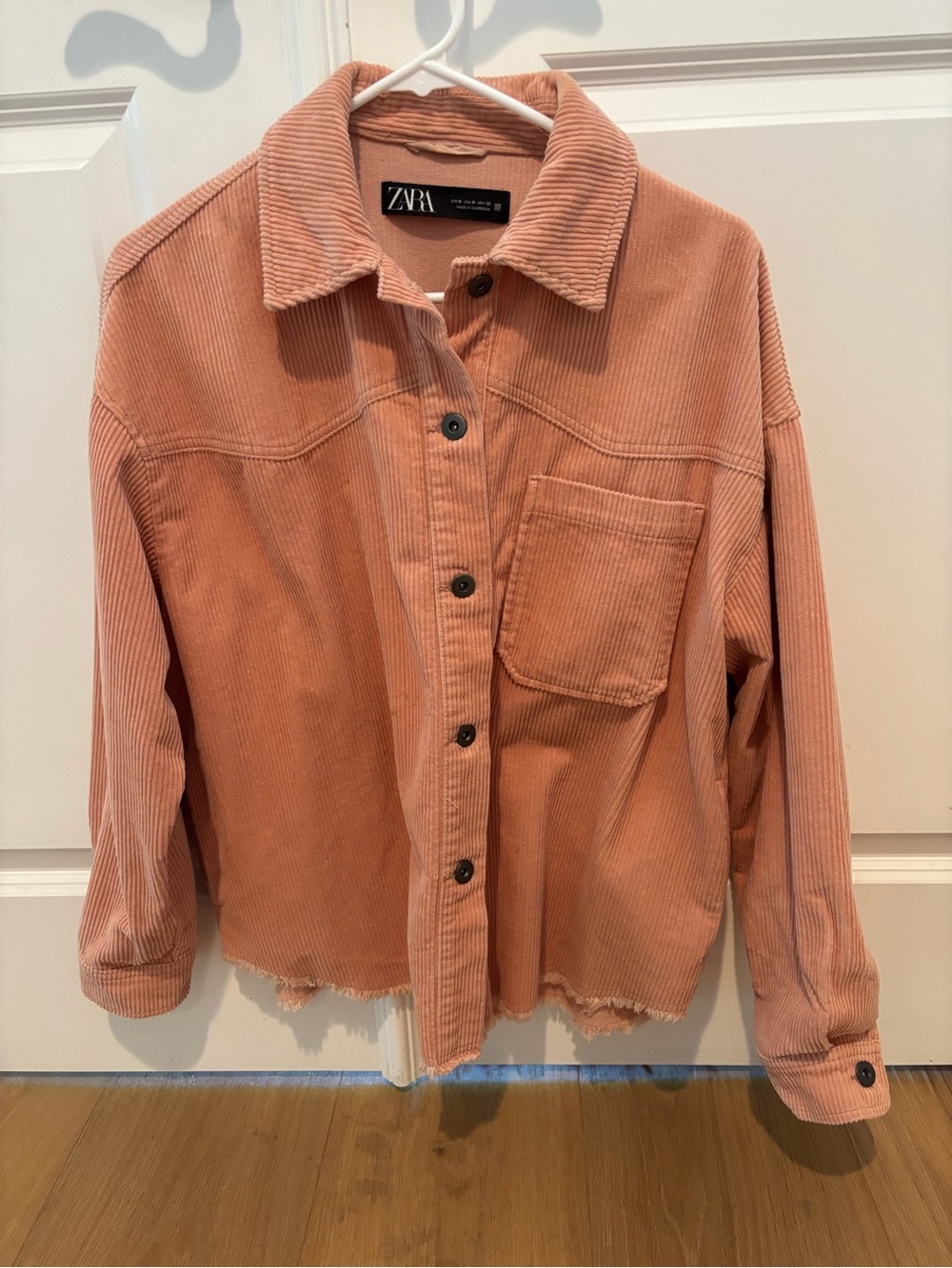 ZARA Women's Corduroy Overshirt Jacket in Peach